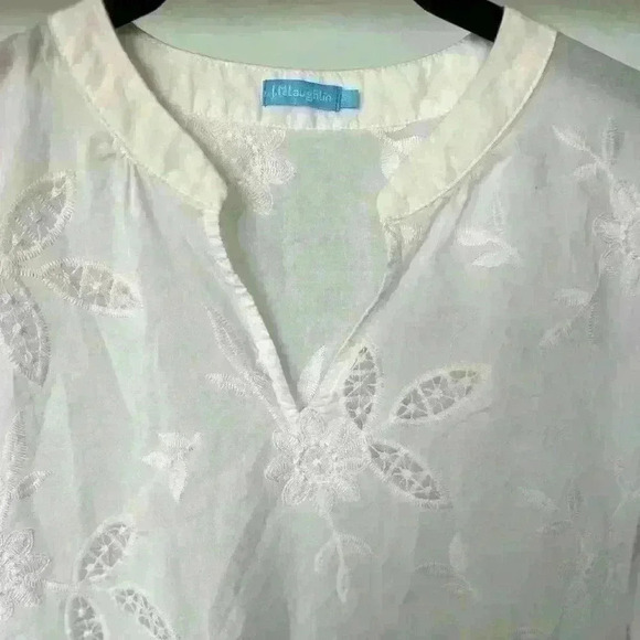 J. McLaughlin White Embroidered Cotton Blouse - Picture 2 of 4